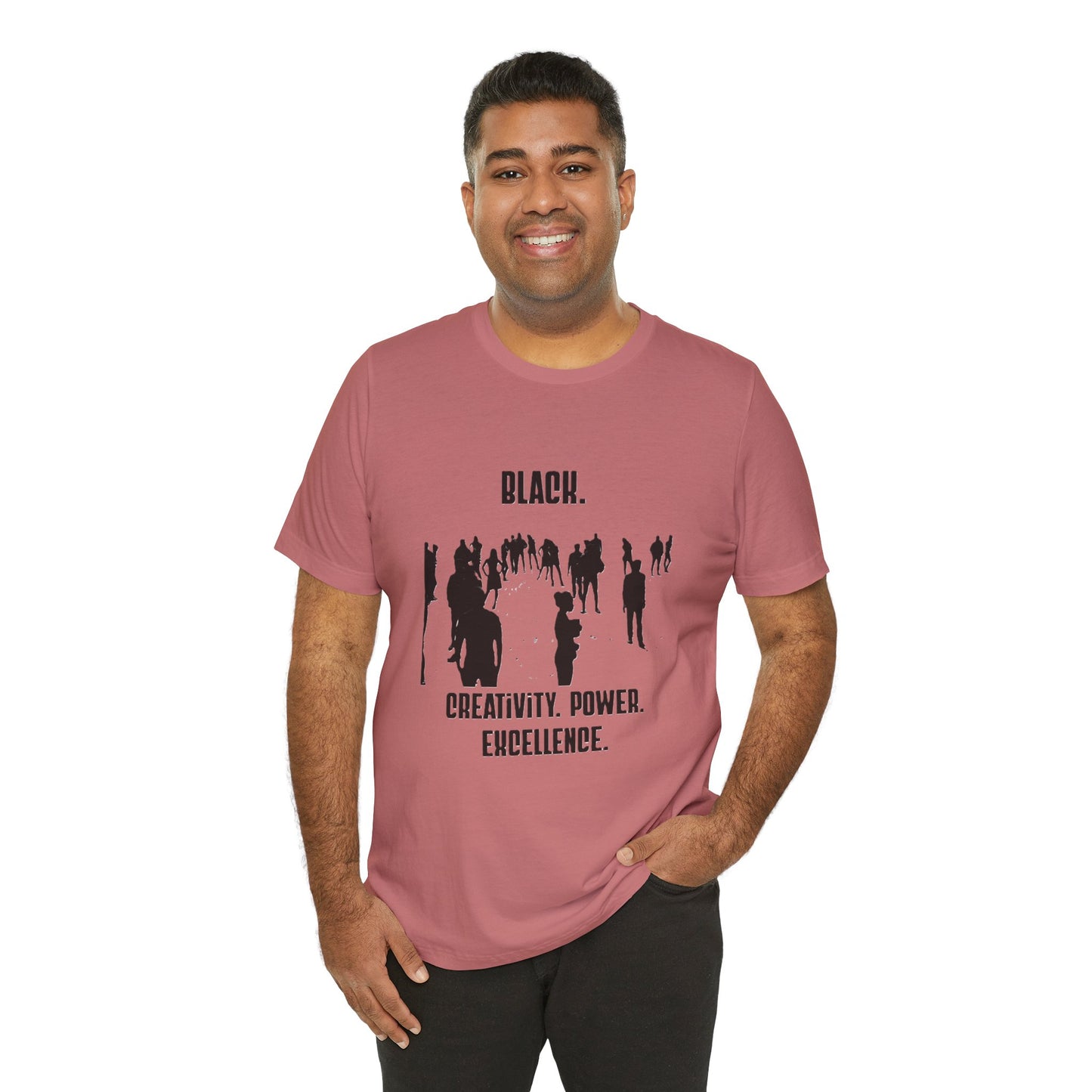 Unisex Black. Creativity. Power. Excellence. Tee — Black text