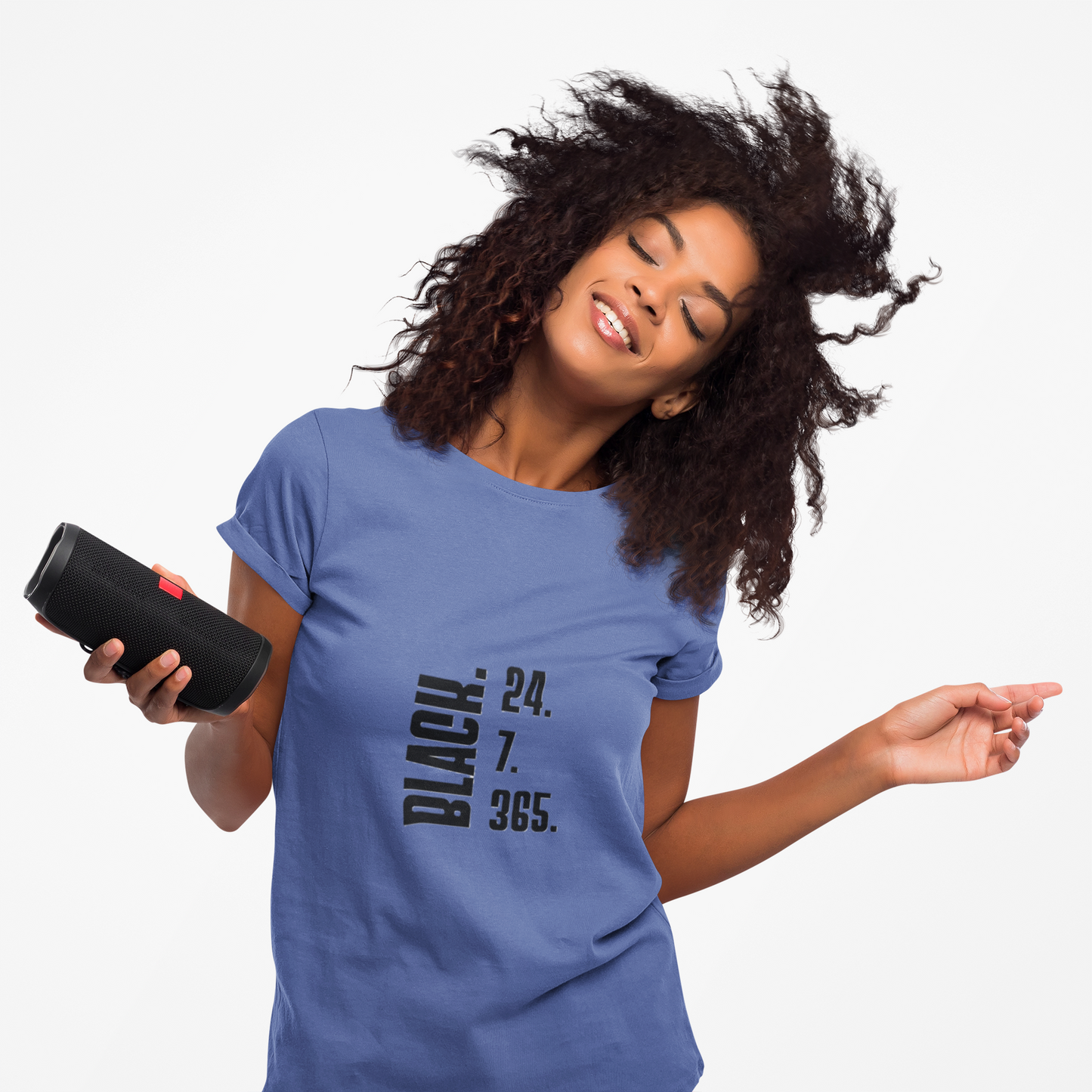 Unisex "Black 24.7.365 "Tee Black text