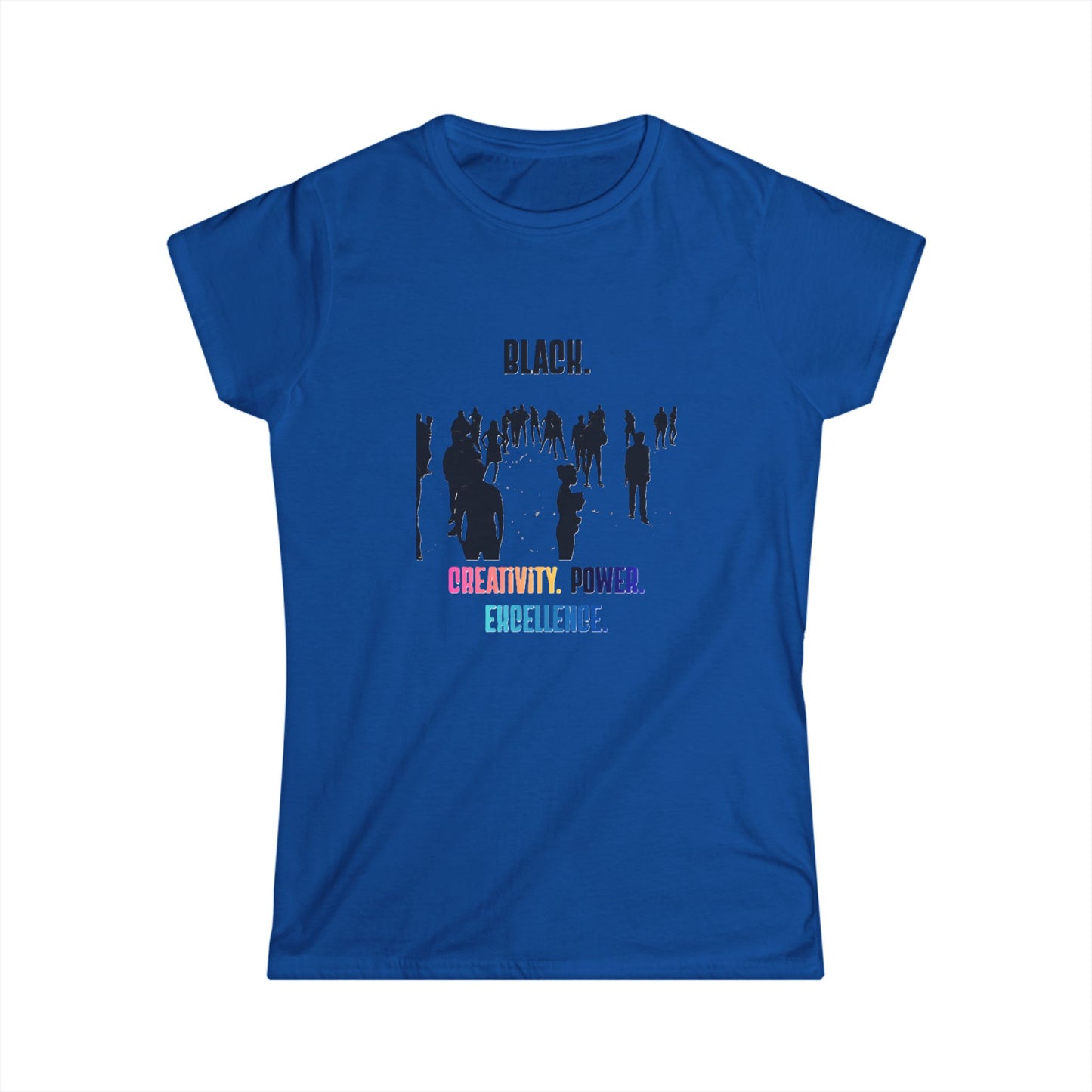 Ladies' Black. Creativity. Power. Excellence. Tee Multicolor text