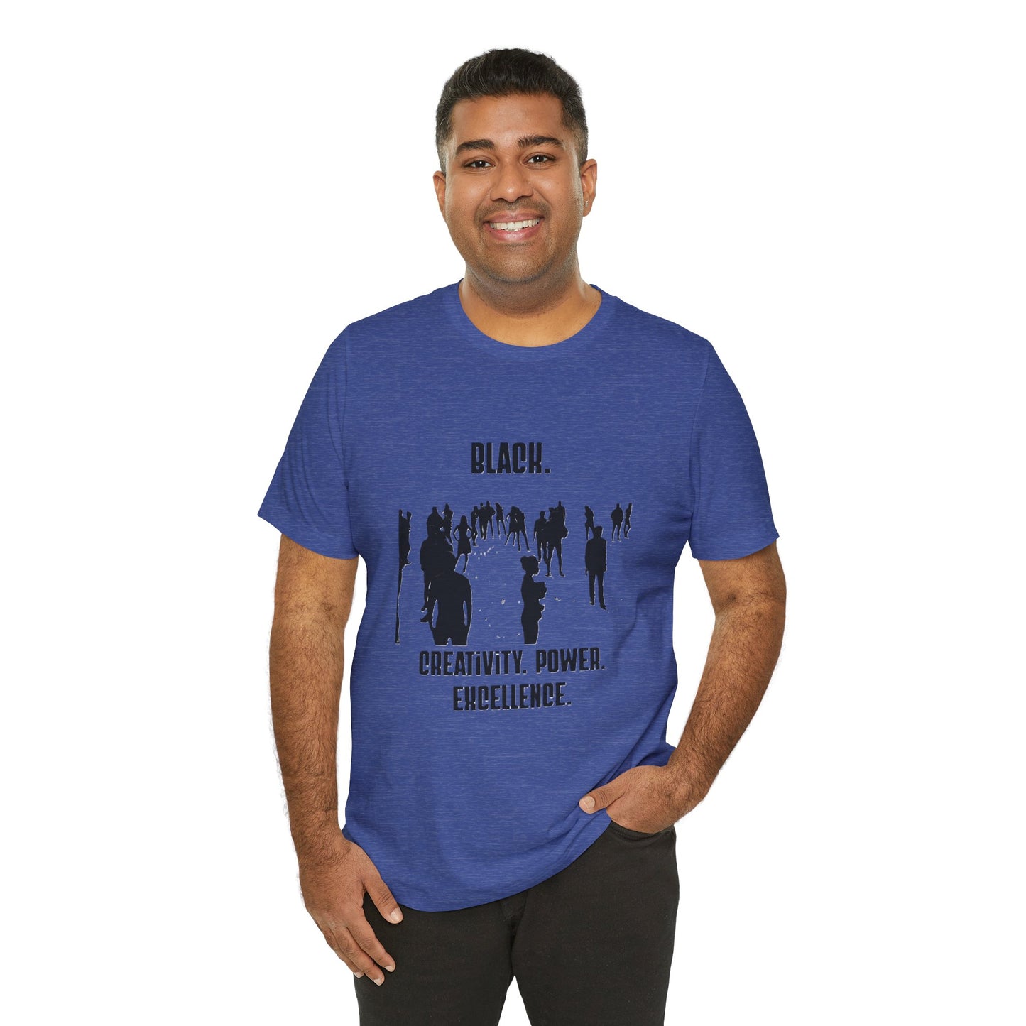 Unisex Black. Creativity. Power. Excellence. Tee — Black text